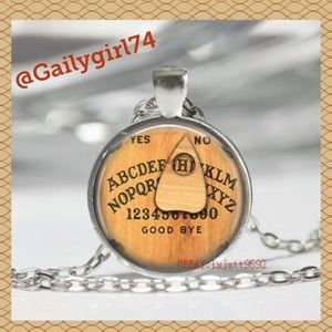 Ouji Board Glass Cabochon Silver Necklace